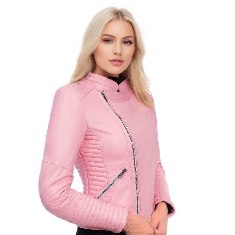 Rosa Armorеtta Pink Women's Motorcycle Leather Jacket