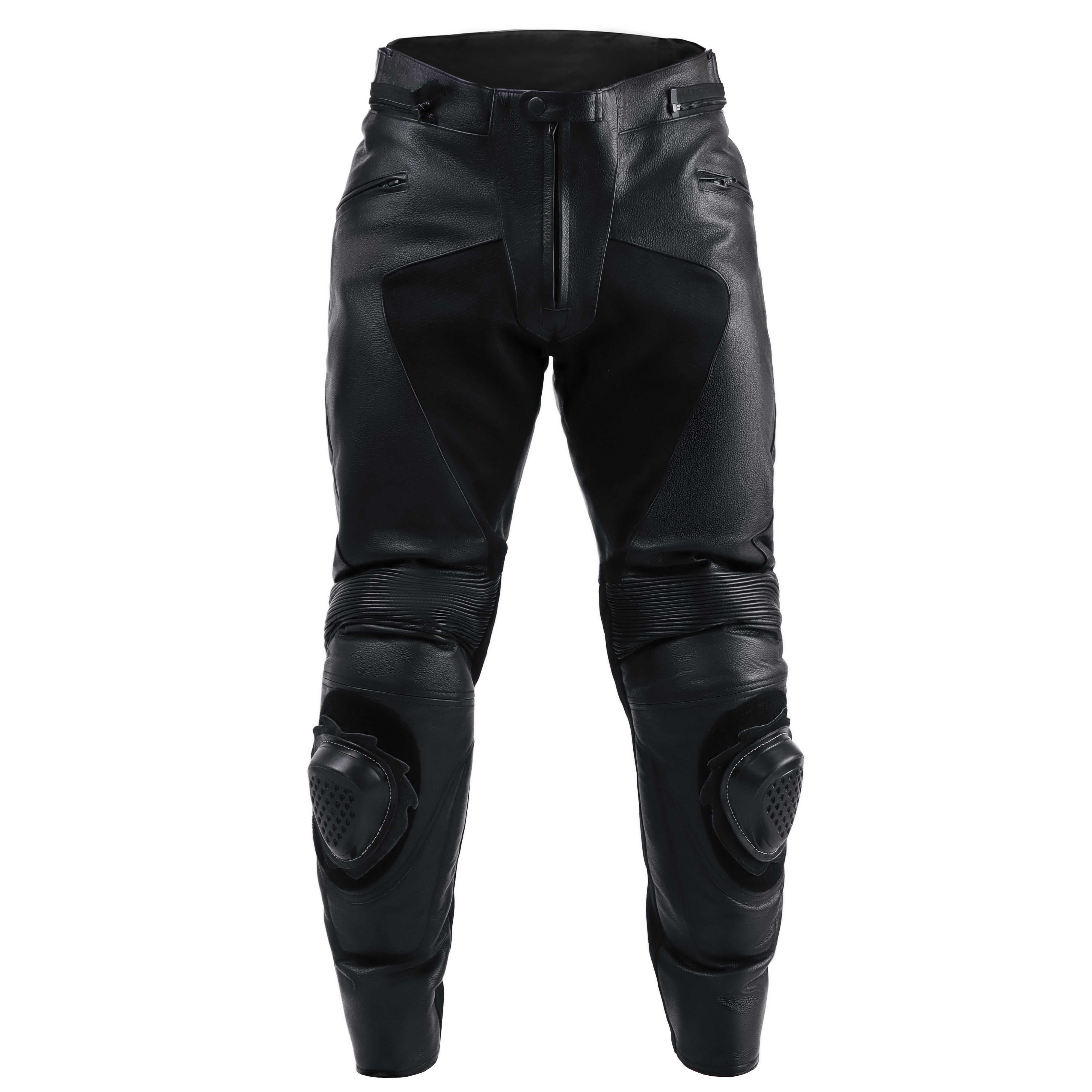 Storm Black Motorcycle Racing Leather Pants - Main Image