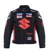 Suzuki black and red motorcycle racing textile jacket (without a hump) (collectible), removable CE protectors, removable inner lining, mesh, cordura, YKK zippers, pockets, front photo