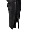 Corelli MG eclipse black women motorcycle leather pants, genuine cowhide leather, removable ce protectors, kevlar, cordura, YKK zippers, pockets, close-up photo