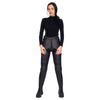 Corelli MG eclipse black women motorcycle leather pants, genuine cowhide leather, removable ce protectors, kevlar, cordura, YKK zippers, pockets, front photo