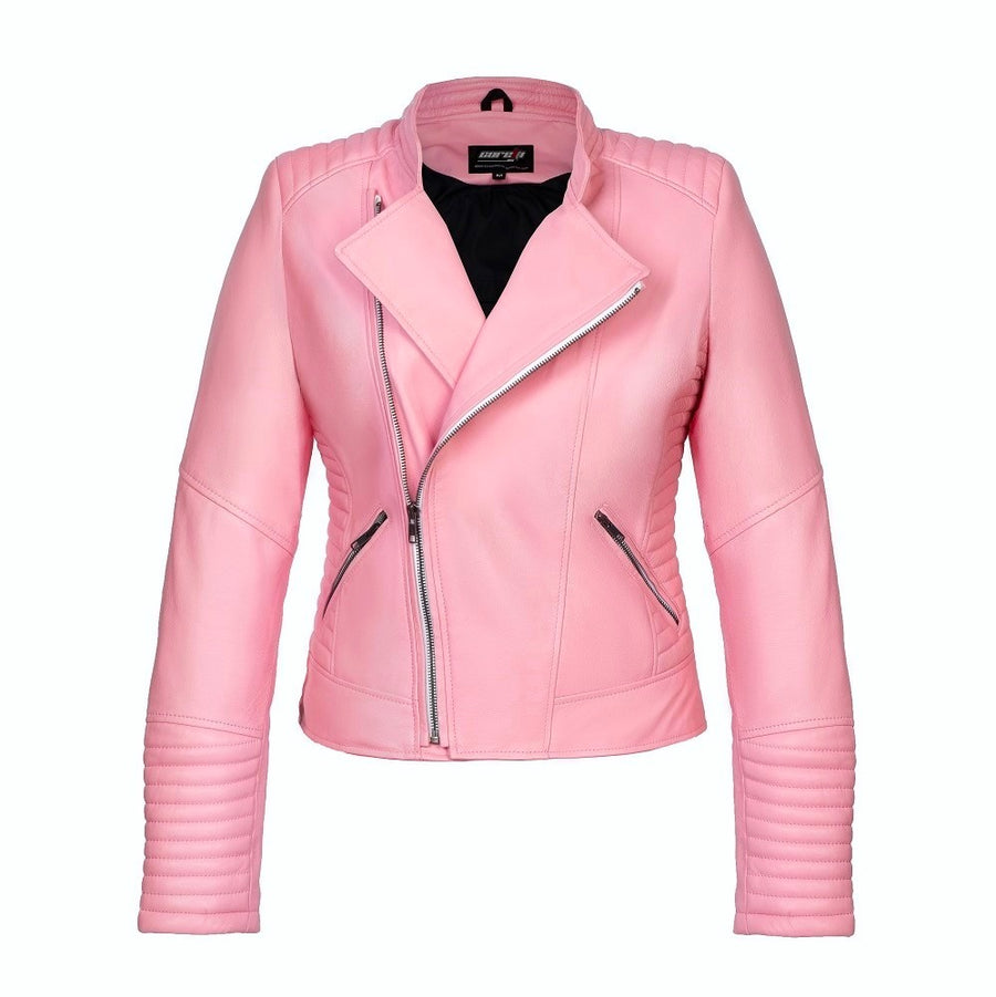 Rosetta Pink Women's Motorcycle Leather Jacket