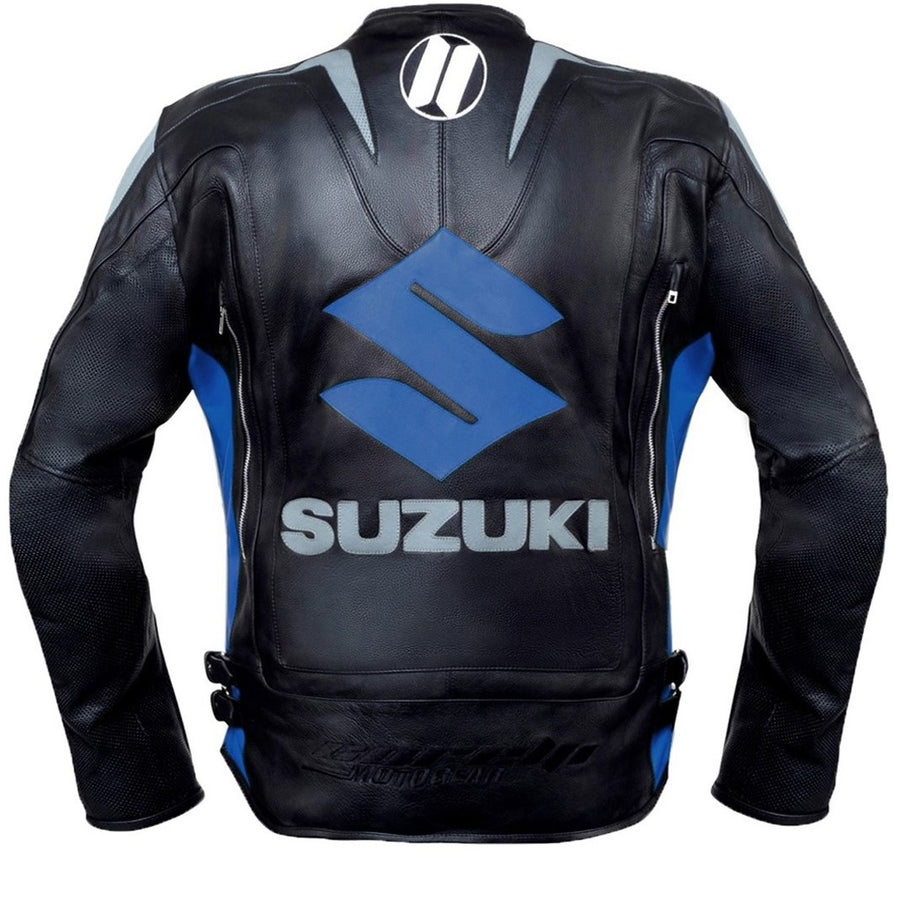 Suzuki Blue Motorcycle Racing Leather Jacket – Corelli MG