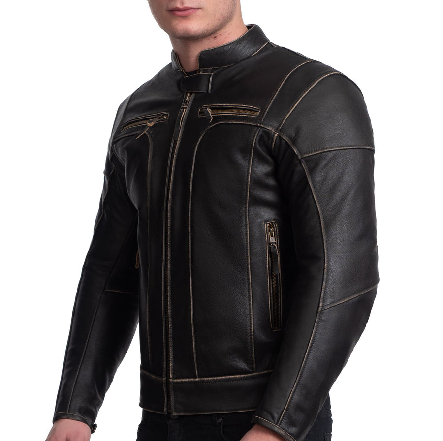 Vive La France Retro Brown Motorcycle Leather Jacket