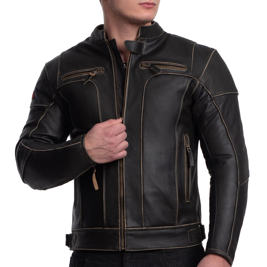 Vive La France Retro Brown Motorcycle Leather Jacket