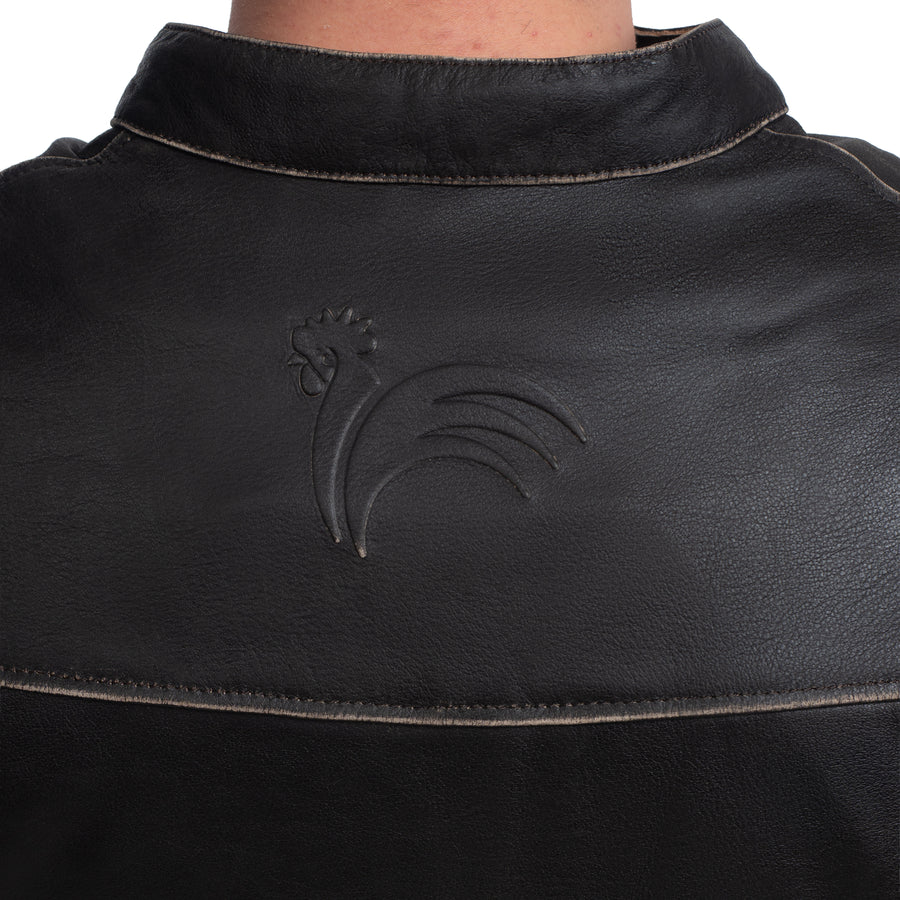 Vive La France Retro Brown Motorcycle Leather Jacket