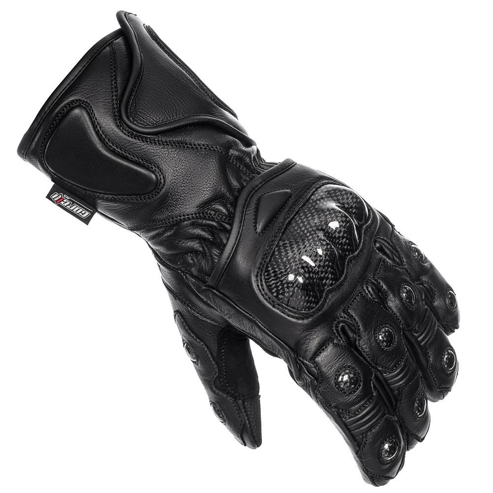 Corelli MG Taurus black winter carbon racer leather gloves, genuine cowhide leather, front photo