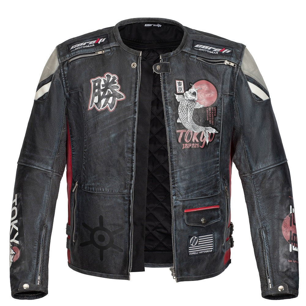 leather motorcycle gear TOKYO NIPPON VINTAGE FULLY-PROTECTED BIKER LEATHER JACKET XXL (EU58)