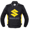Suzuki black and yellow motorcycle racing textile jacket (without a hump) (collectible), removable CE protectors, removable inner lining, mesh, cordura, YKK zippers, pockets, back photo