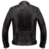 Corelli MG Vive la France brown motorcycle racing retro washed off leather jacket, genuine cowhide leather, removable CE protectors, removable inner lining, pockets, YKK zippers, back photo