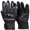 Corelli MG raven carbon racer leather gloves, genuine cowhide leather, front and back photo