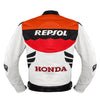 Honda Repsol orange, red, white, black motorcycle racing leather jacket (without a hump) (COLLECTIBLE), removable CE protectors, removable inner lining, genuine cowhide leather, YKK zippers, pockets, back photo