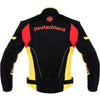 Corelli MG germany (deutschland) motorcycle racing textile jacket, removable ce protectors, removable inner lining, yellow, black, red, cordura, mesh, YKK zippers, back photo
