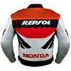 Honda Repsol racing textile jacket (collectible), orange, white, black, removable CE protectors, removable inner lining, genuine cowhide leather, YKK zippers, pockets, back photo