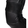 Corelli MG eclipse black women motorcycle leather pants, genuine cowhide leather, removable ce protectors, kevlar, cordura, YKK zippers, pockets, close-up photo