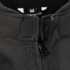 Corelli MG Rocket blue black motorcycle textile jacket, mesh, cordura racing, YKK zippers, removable CE protectors, removable inner lining, pockets, close-up photo